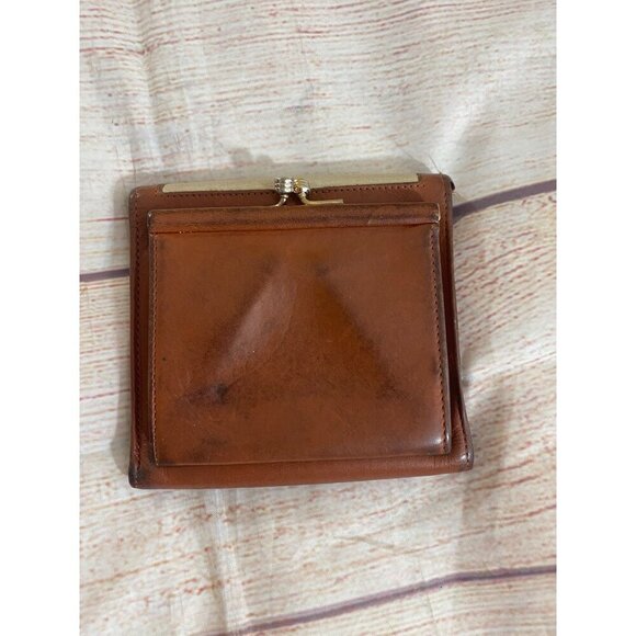 Vintage Dooney & Bourke All Weather Leather Brown Framed Snap Wallet - OS - Picture 3 of 11